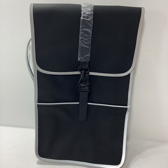 Rains Brand Black Reflective Waterproof Backpack Bag New - Picture 16 of 16